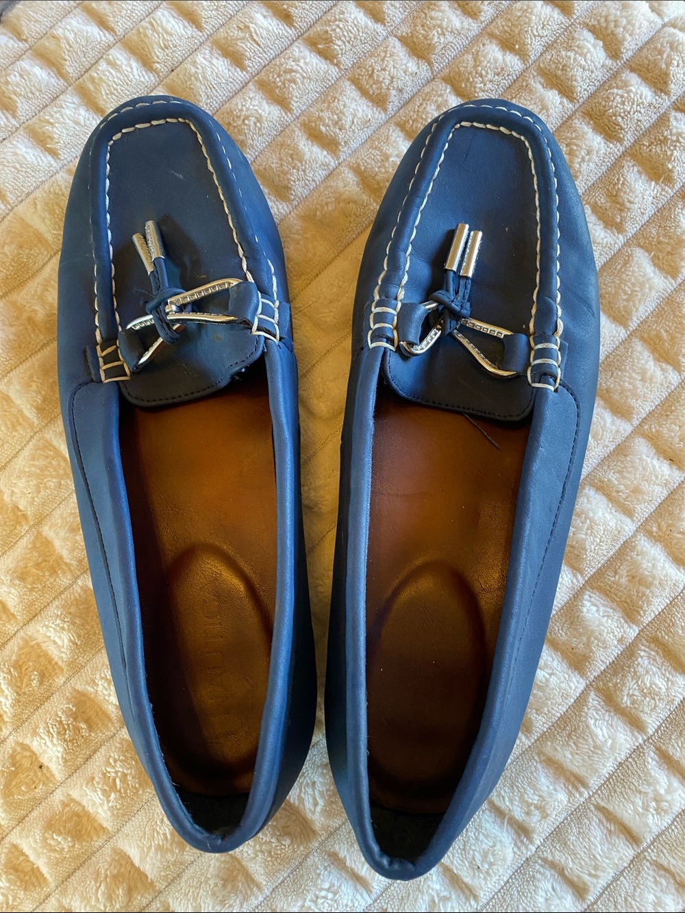 Nautica Navy Blue Slip-On Loafers with Metal-Tip Tassel